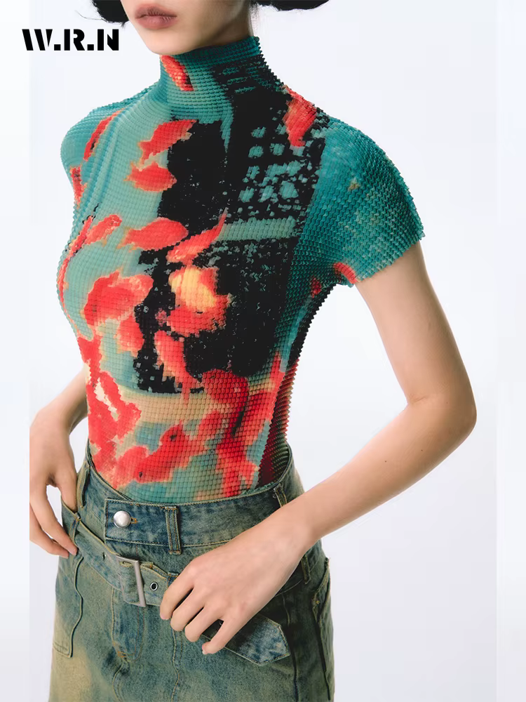 Femmes moulante T-Shirts à manches courtes cravate colorant T-Shirts Stretch culture hauts Goblin Co