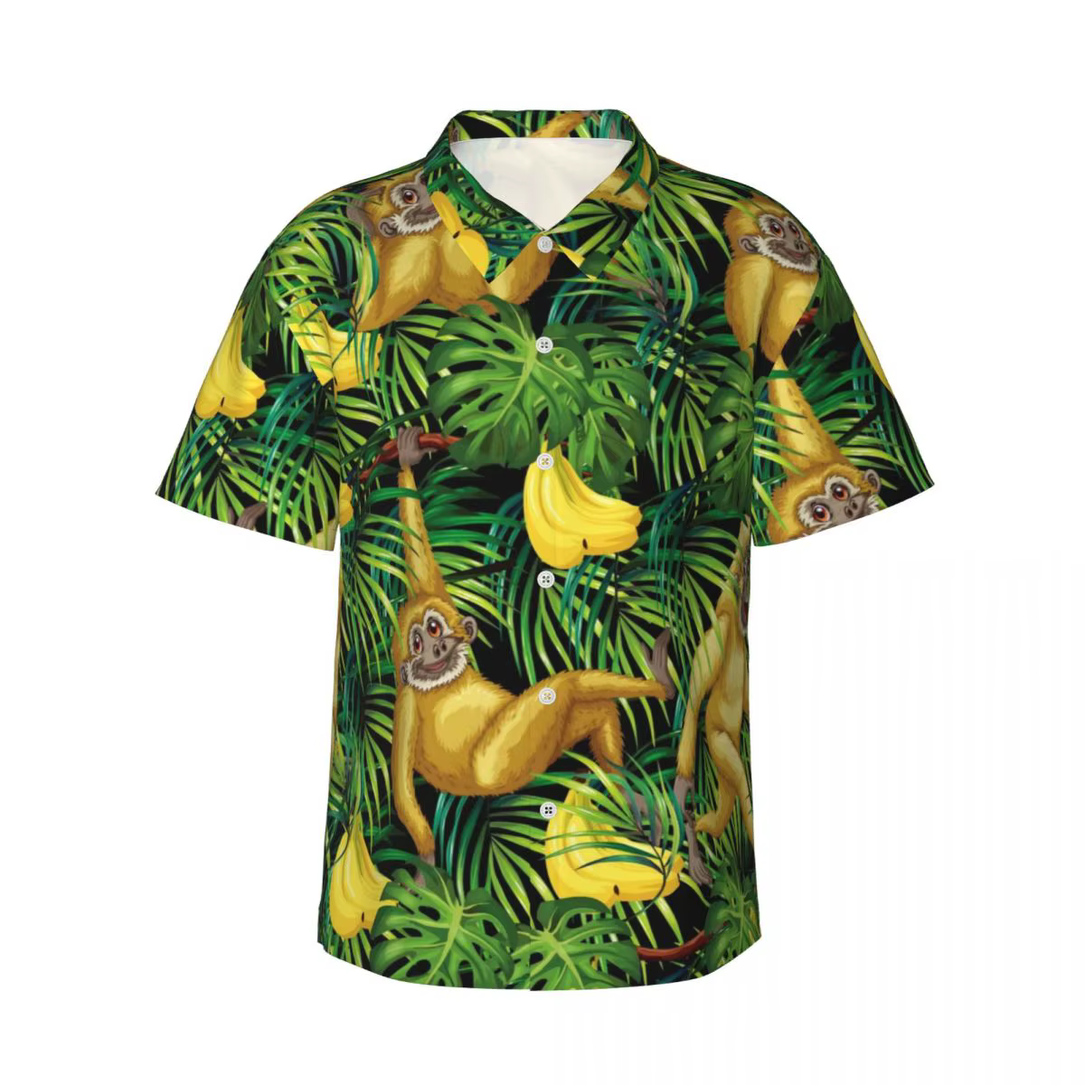 Chemise de Plage à Manches Courtes pour Homme, Imprimé Singe, Gels Tropicaux, Jungle Hawaïenne, Chem