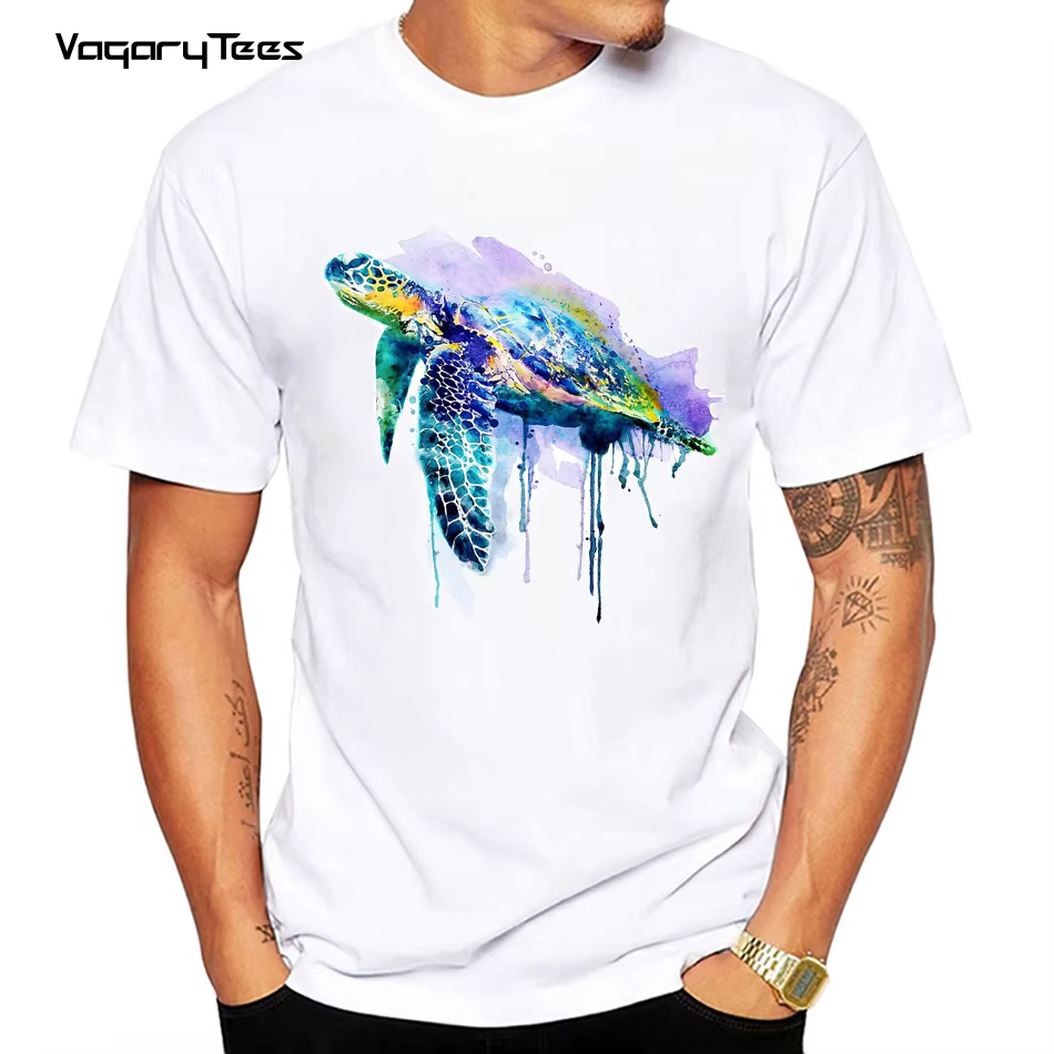 Drôle aquarelle animal T-shirt pour hommes haut T-shirt décontracté hauts Streetwear T-shirt aquarel