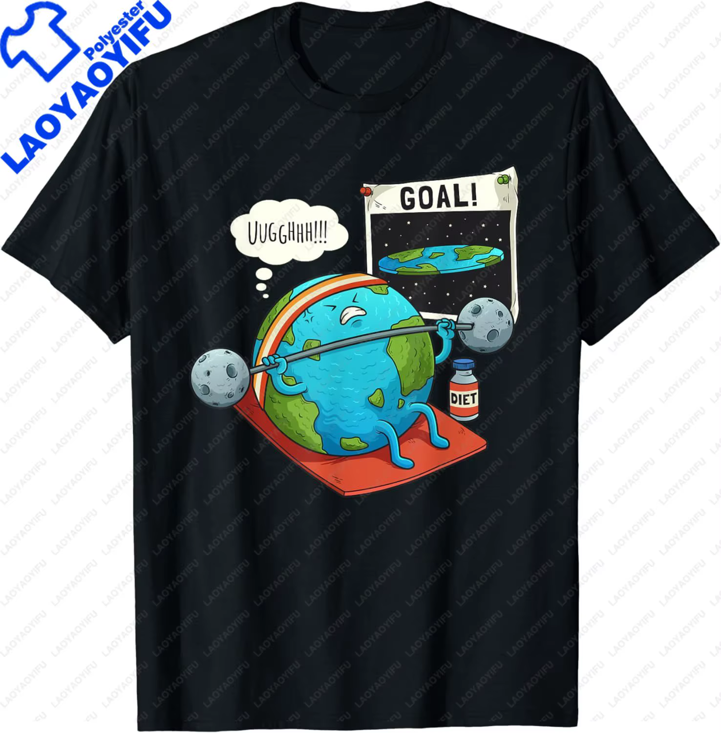 T-shirt amusant Flat Earth Fitness Goal pour hommes, entraînement de gym, mème d'entraînement, vêtem