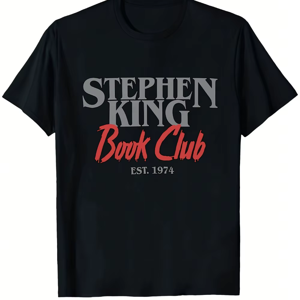 T-shirt graphique pour homme Stephen King Book Club - Noir avec motif littéraire vintage rouge - T-s