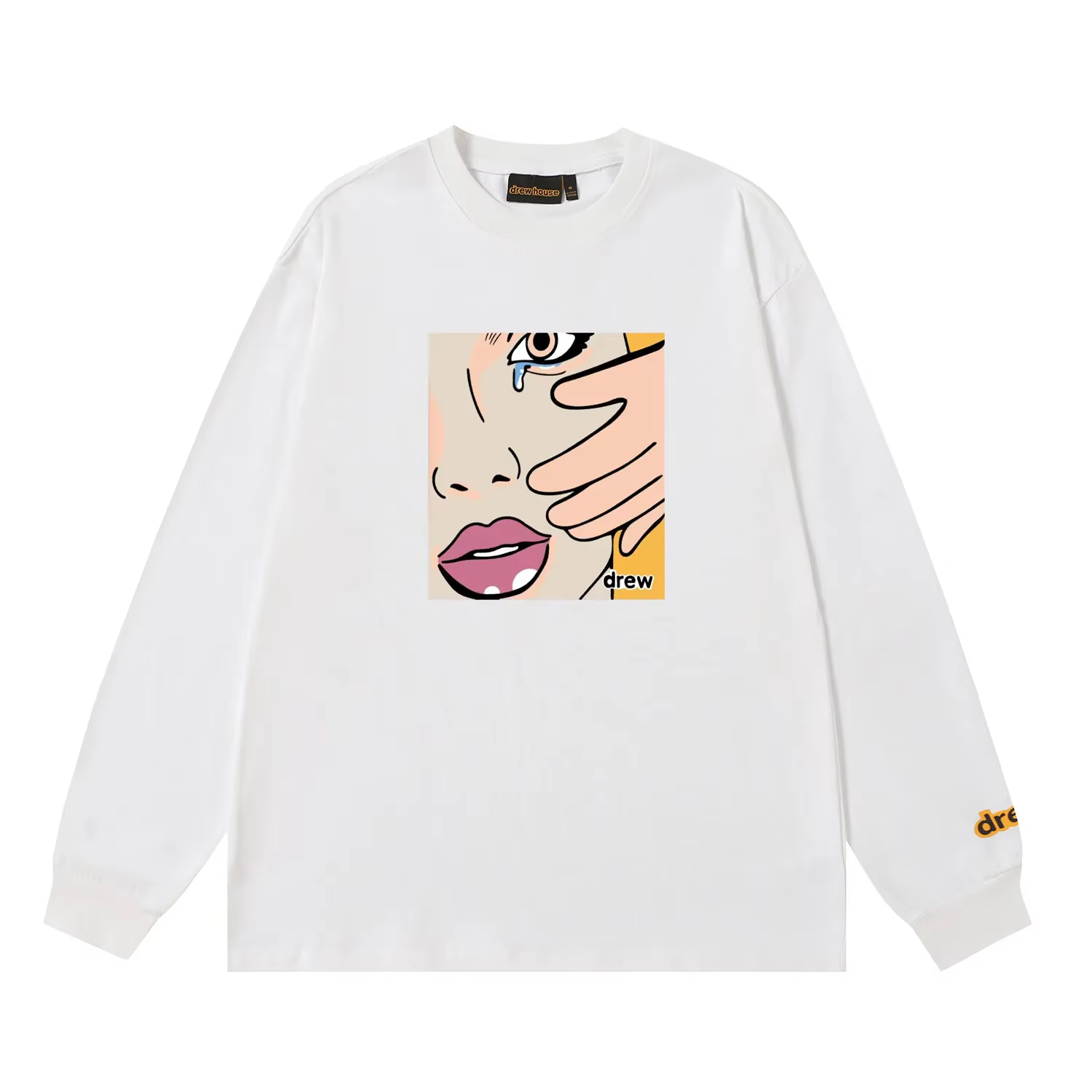Drew House nouveau dessiné fille lingettes larmes t-shirt hommes et femmes à manches longues t-shirt
