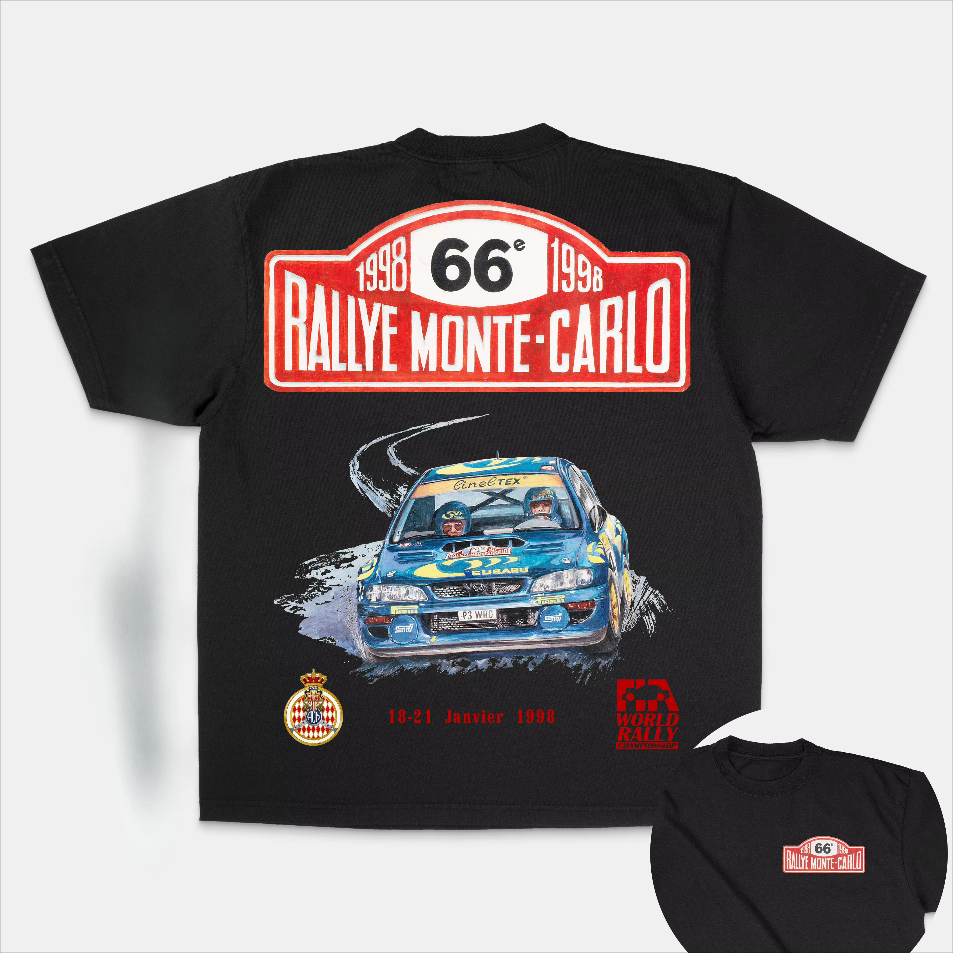 T-shirt Rallye Monte-Carlo 1998 pour hommes et femmes, hauts en coton rétro de course, vêtements pou
