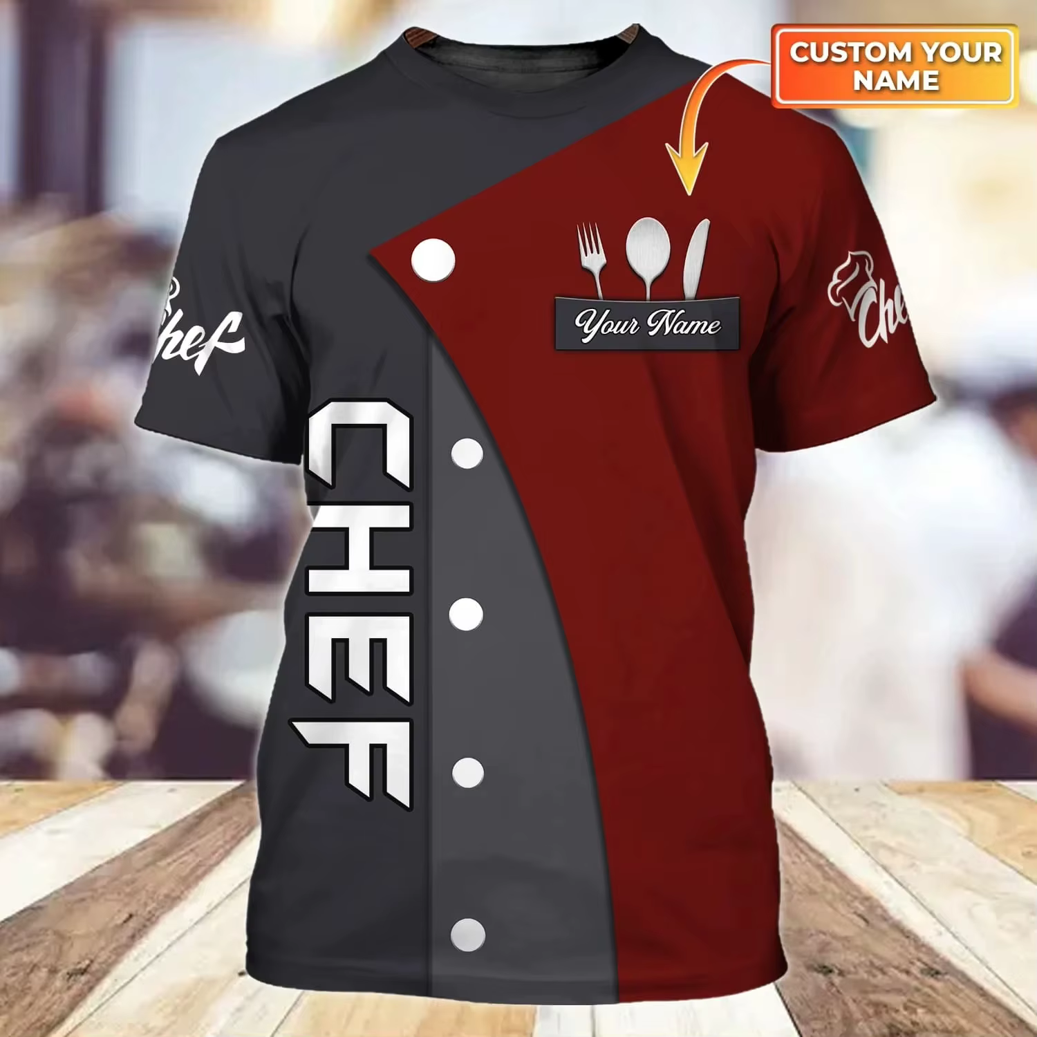 Nom personnalisé Chef chemise été hommes T-shirt cuisinier amoureux cadeau 3D imprimé unisexe T-shir