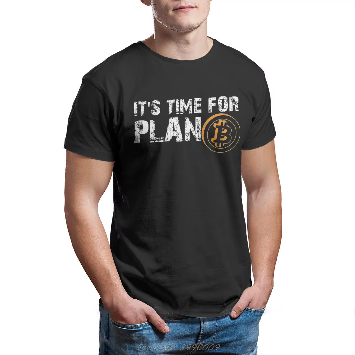 Bitcoin signe Art Satoshi Nakamoto c'est l'heure du Plan B t-shirt col rond coton surdimensionné t-s