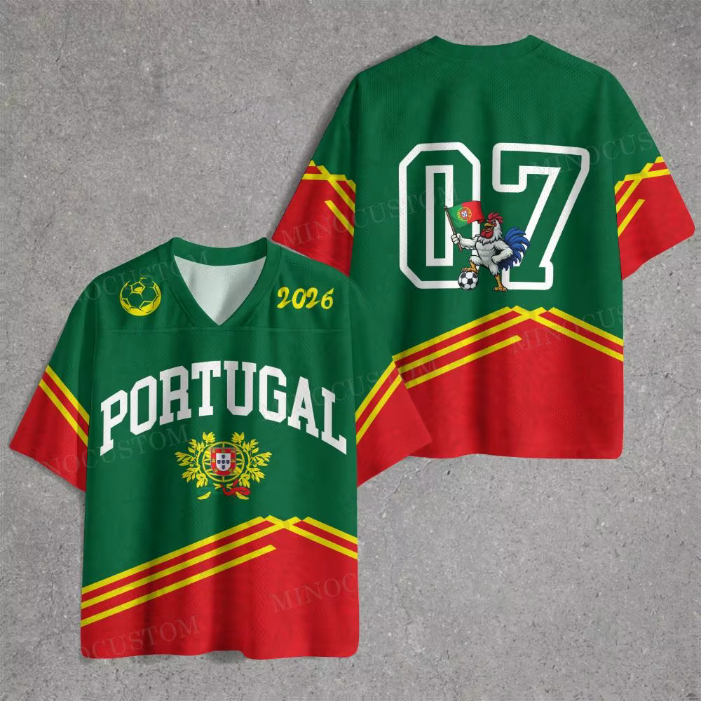 Maillot de football Portugal 2026 – T-shirt respirant en maille avec emblème de l'équipe nationale 2