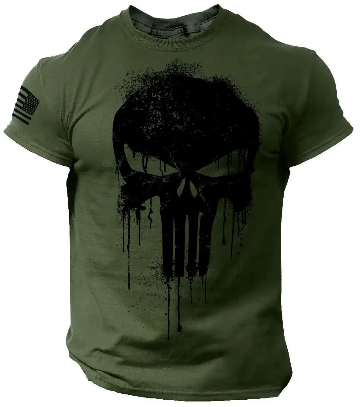 T-shirt pour hommes, impression 3D, crâne patriotique militaire, surdimensionné, vêtements de sport 
