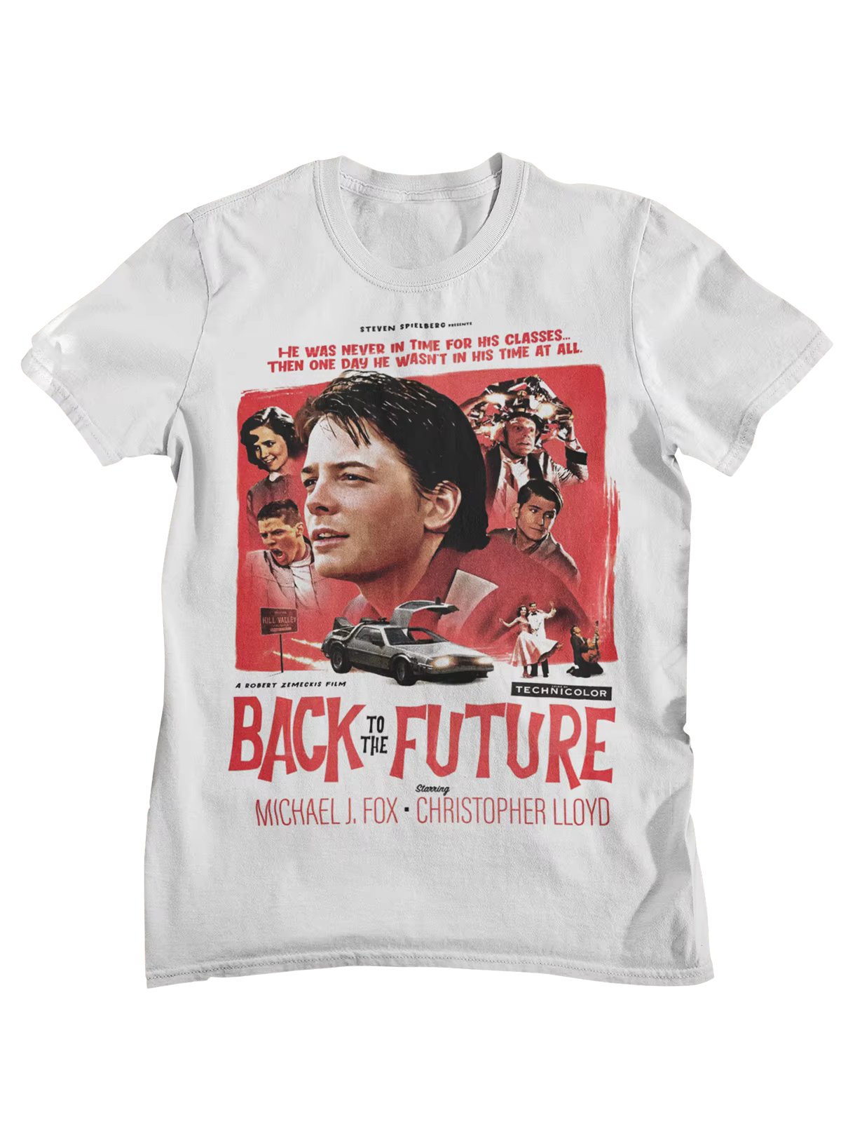 T-shirt imprimé rétro pour hommes, inspiré de Marty Doc Delorean Time Machine, décontracté, à manche