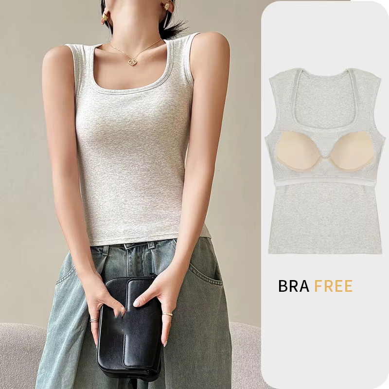 Nouveau débardeur intégré avec soutien-gorge pour femme, printemps-été 2026, respirant, pour le spor