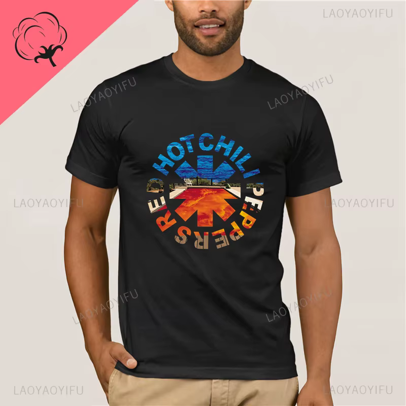 T-shirt RHCP Rock Band Red Hot Chili Peppers en coton incroyable pour homme, avec logo rétro du grou