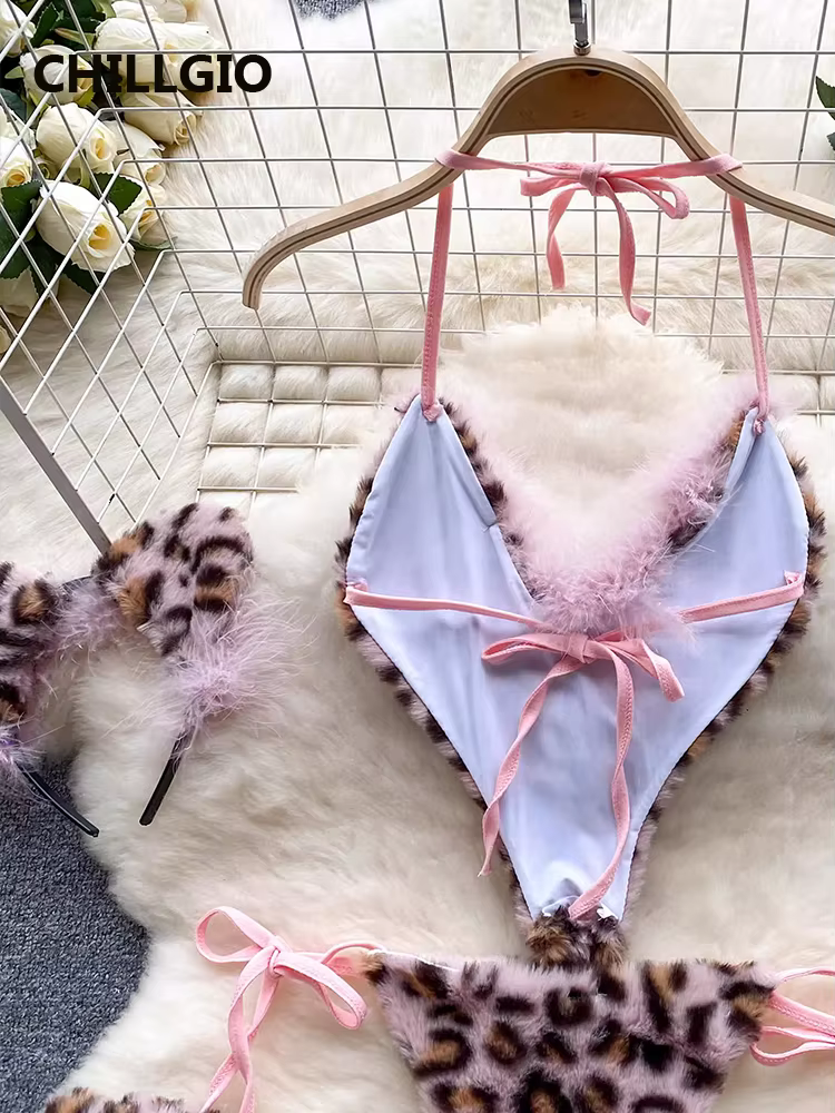 CHILLGIO femmes imprimé léopard velours body mode une pièce combinaison Catsuit licou Vintage moulan