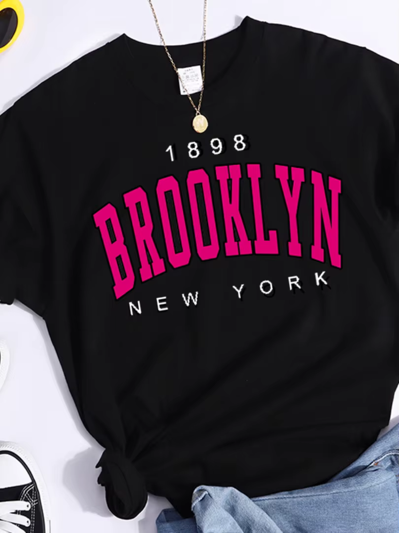 2024 Nouvel Été Femmes T-shirt 1898 Brooklyn New York Imprimé Manches Courtes T-Shirts Chaud Décontr