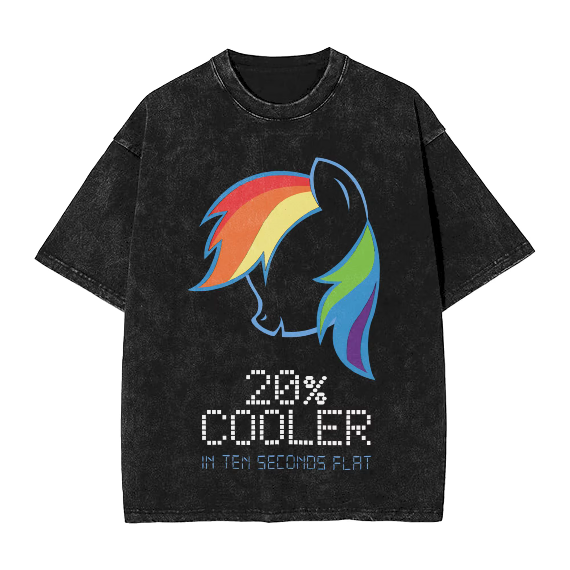 Rainbow Dash Men's T Shirt Washed  Leisure Tee Shirt Short Sleeve Round Collar T-Shirt 100% Cotton U