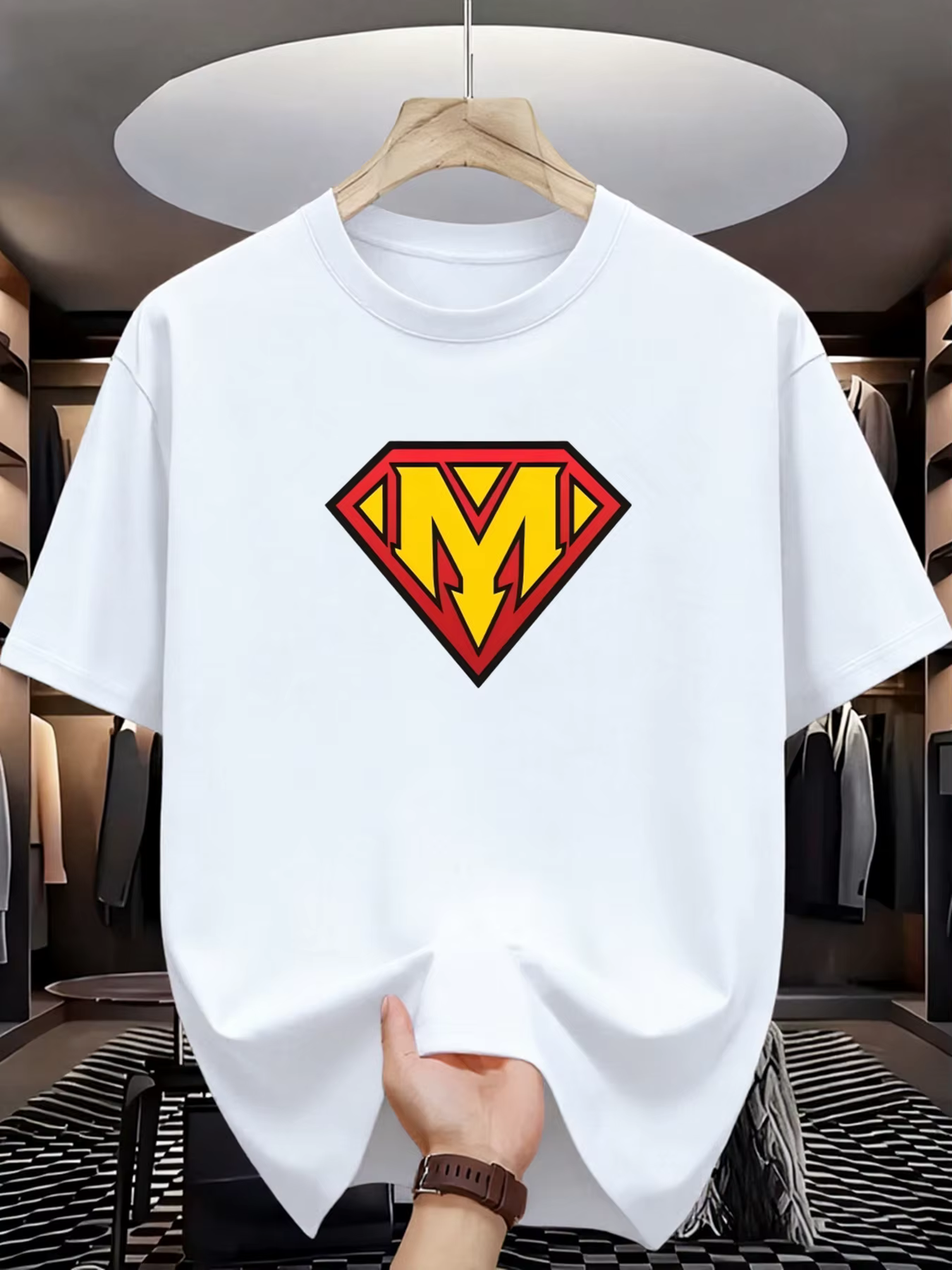 T-shirt imprimé pour homme - Style sportif décontracté, doux et respirant, design imprimé tendance,