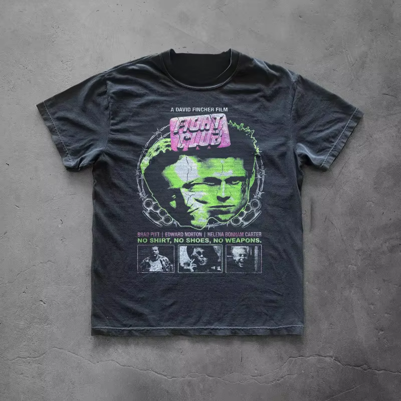 T-shirt rétro du film Fight Club, en coton, décontracté, à la mode, unisexe, nouvelle collection d'é