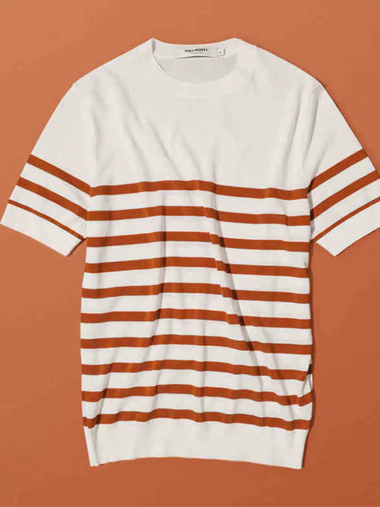 Nouveauté Été 2026 T-shirt pour homme à manches courtes, col rond, tricoté à rayures, style Y2K vint