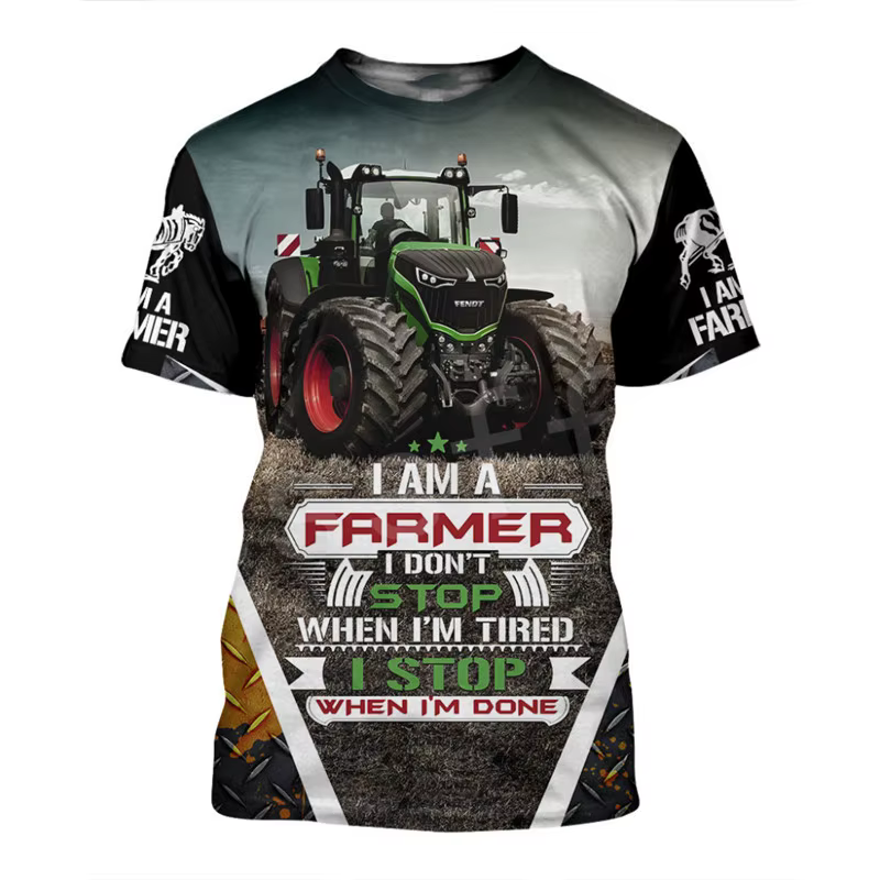 T-shirt à manches courtes imprimé tracteur 3D pour hommes, t-shirt surdimensionné, streetwear décont