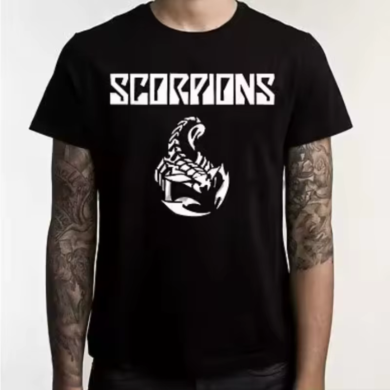 T-shirt Scorpions Hard Rock pour hommes, en coton noir, à la mode, pour l'été, nouveaux hauts en cot