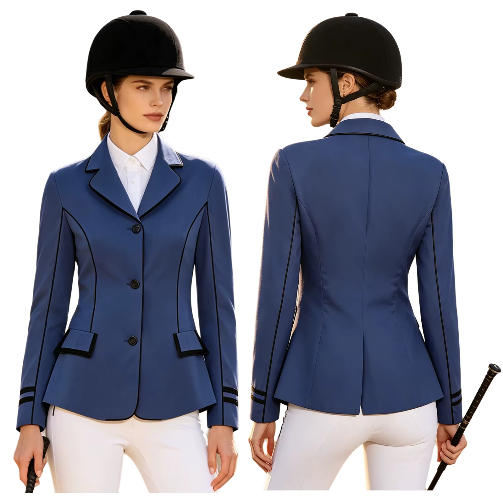 Veste de costume d'équitation professionnelle pour femmes, col à revers, manches longues, boutons, b