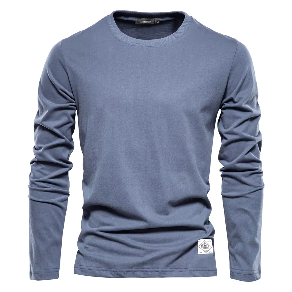100% Coton t-shirt à manches longues pour hommes T-shirts décontractés pour hommes à printemps solid