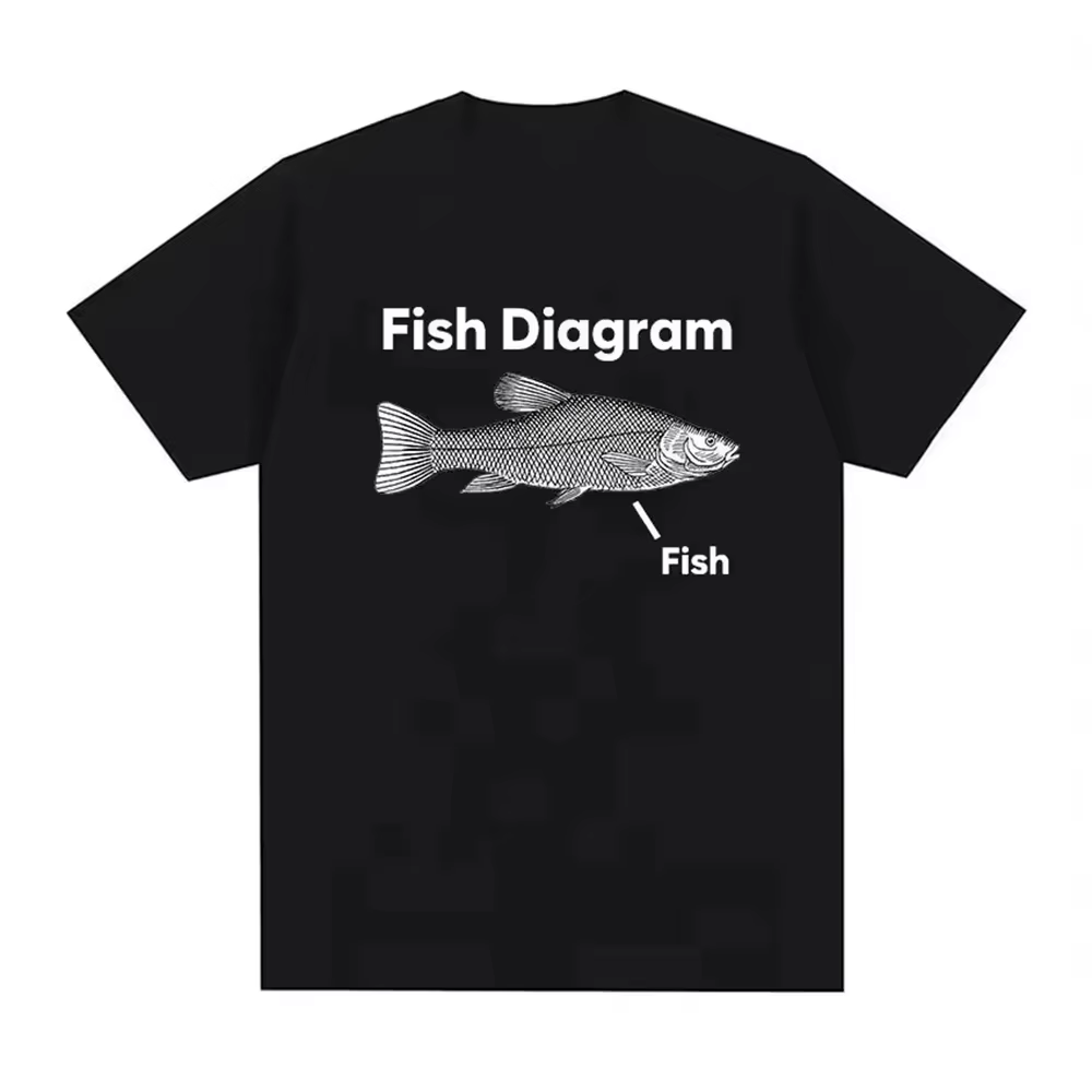 T-shirt unisexe avec impression de meme de diagramme de poisson amusant, haut Harajuku Sweet Cool Y2