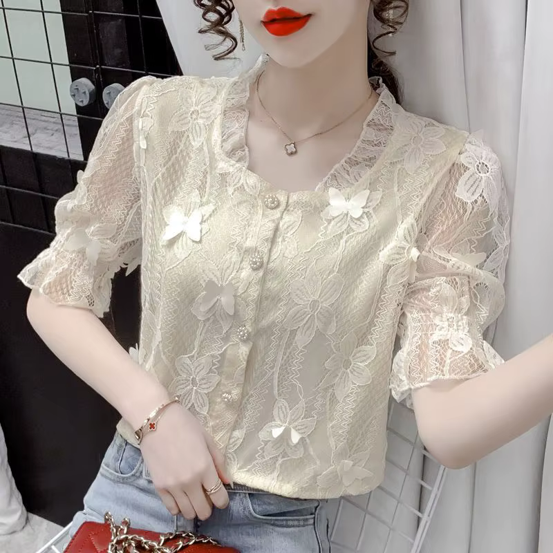 Chemise ample rétro pour femmes, polyvalente, nouveau Cardigan d'été de Style coréen à col carré, ma