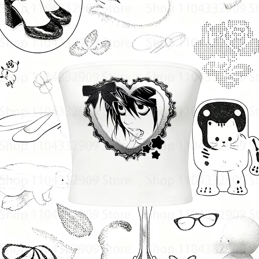 Débardeur graphique Kawaii tendance, style rétro Harajuku des années 2000, imprimé Goth Punk Trashy,