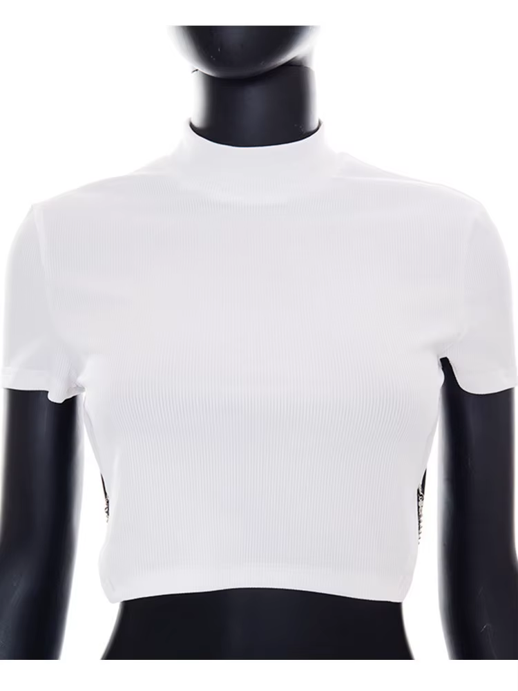 T-shirts blancs pour femmes, hauts Sexy asymétriques, dos nu, vêtements esthétiques Y2k, manches cou