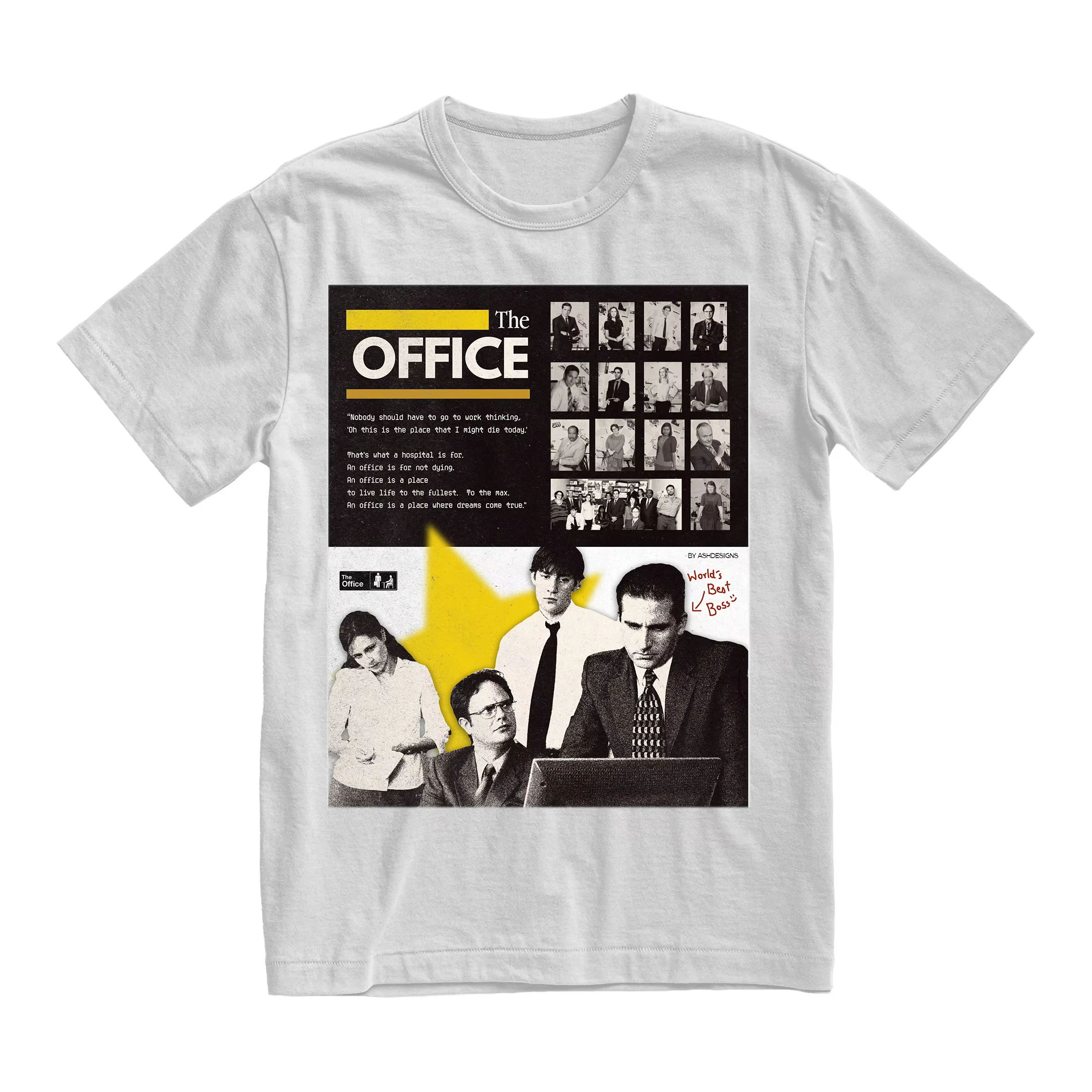 Nouveau le bureau film graphique hommes impression T-shirt décontracté Vintage Prue coton à manches 