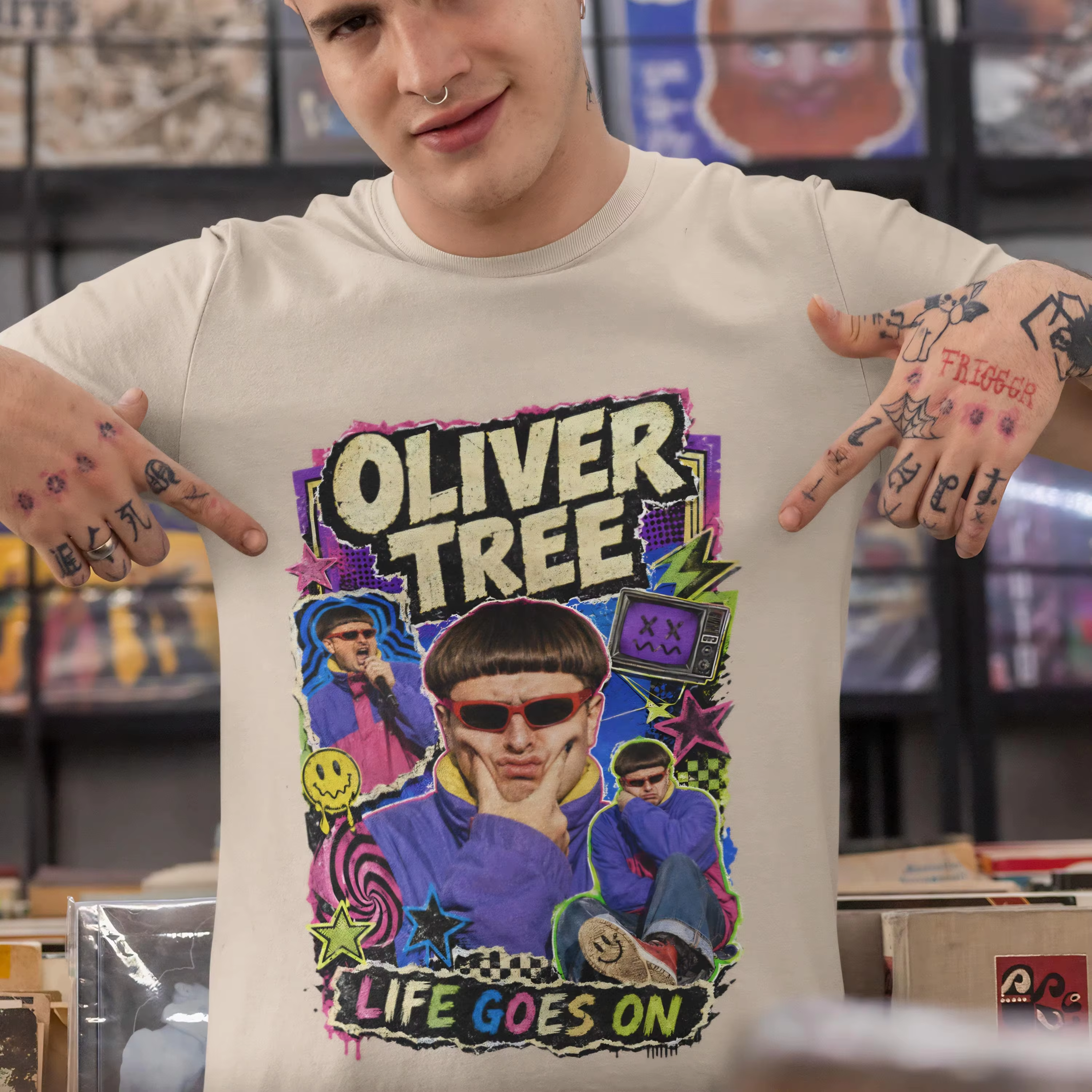 T-shirt Singer Oliver Tree Life Goes on 2026 pour hommes et femmes, 100% coton, vêtements Y2K, décon