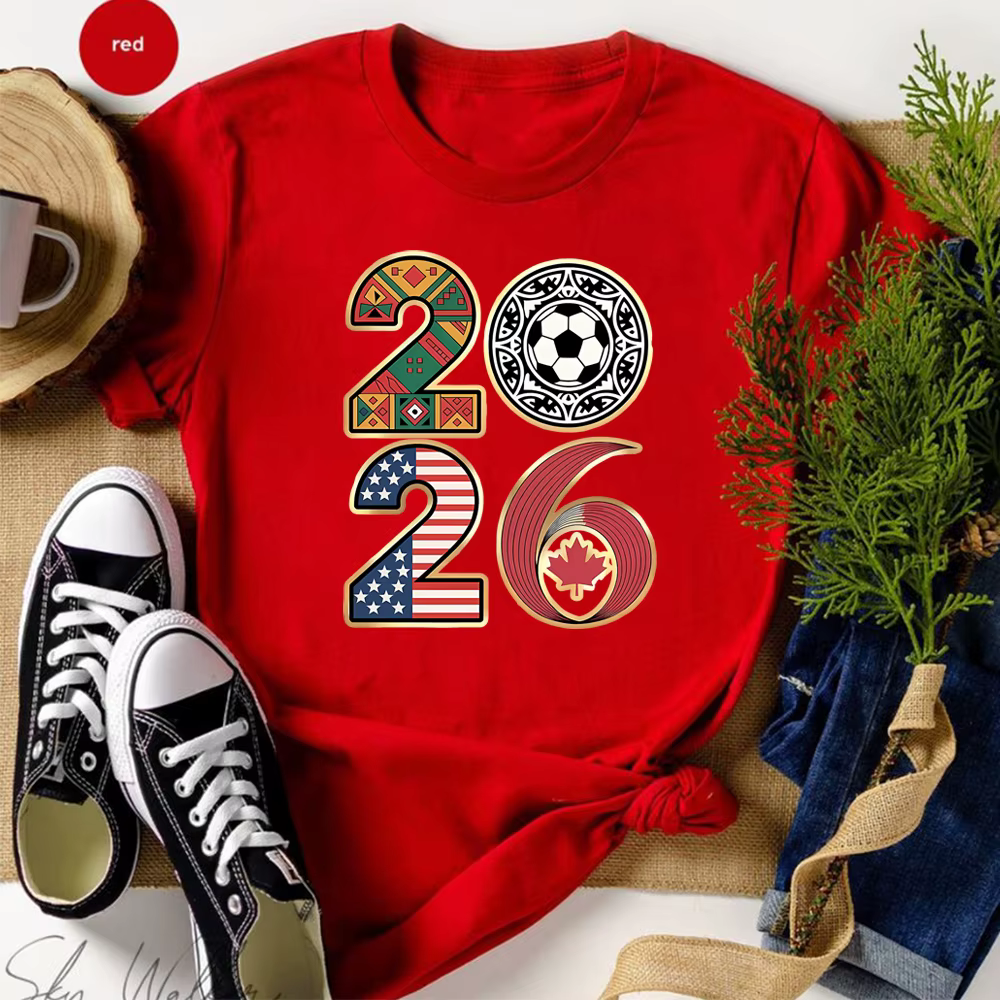 T-shirt de la Coupe du Monde de Football 2026 – Jour de Match International – États-Unis, Canada, Me
