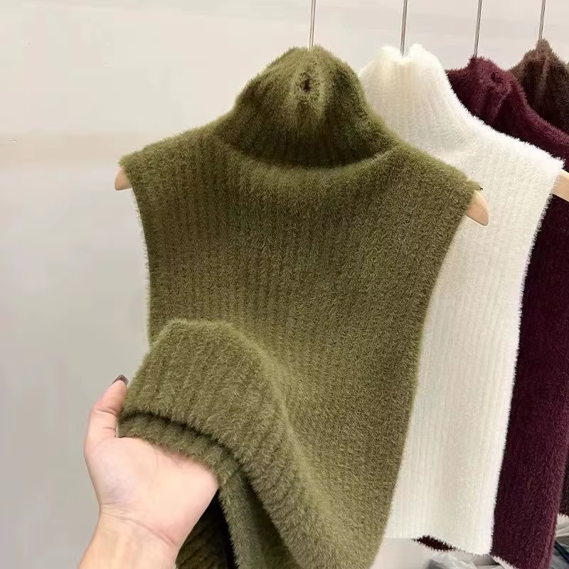 Femmes automne hiver sans manches pull gilet débardeurs couleur unie mince chemise à fond tricoté co