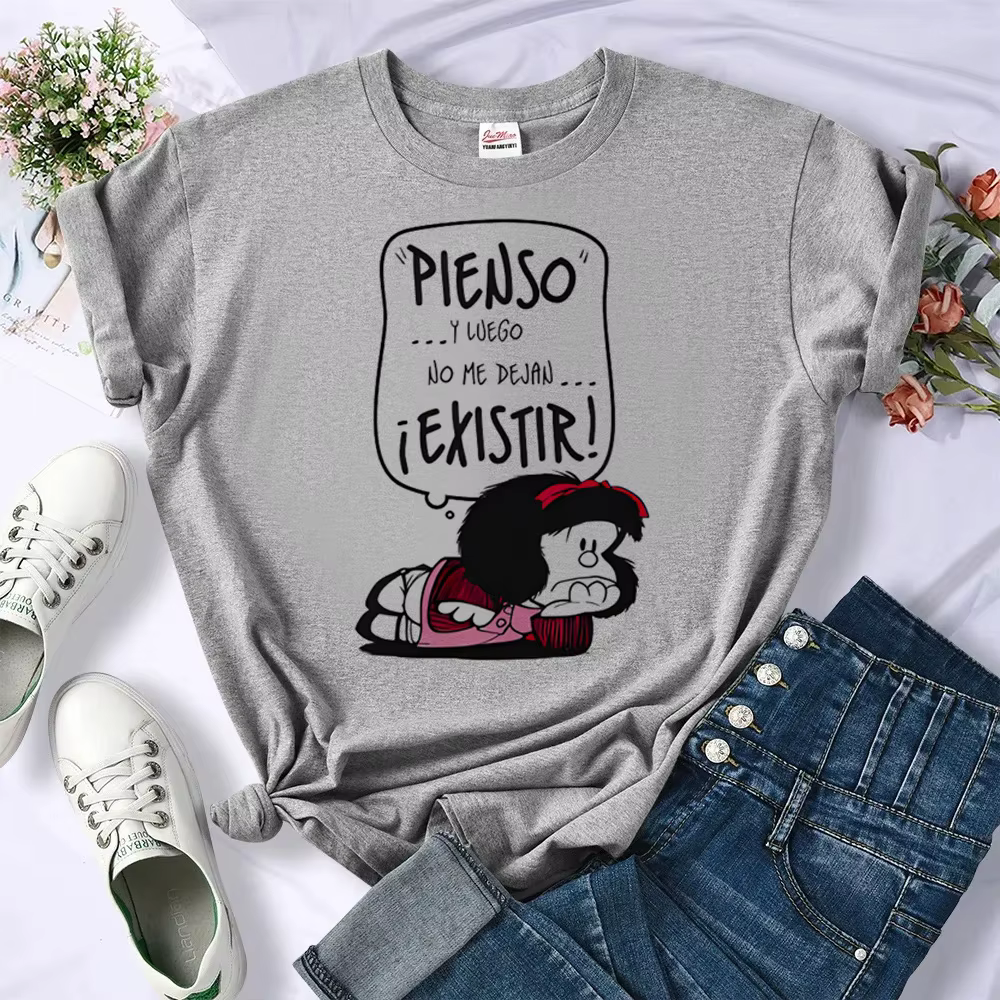 Mafalda t-shirt femmes designer graphique manga Tee fille harajuku bande dessinée streetwear vêtemen