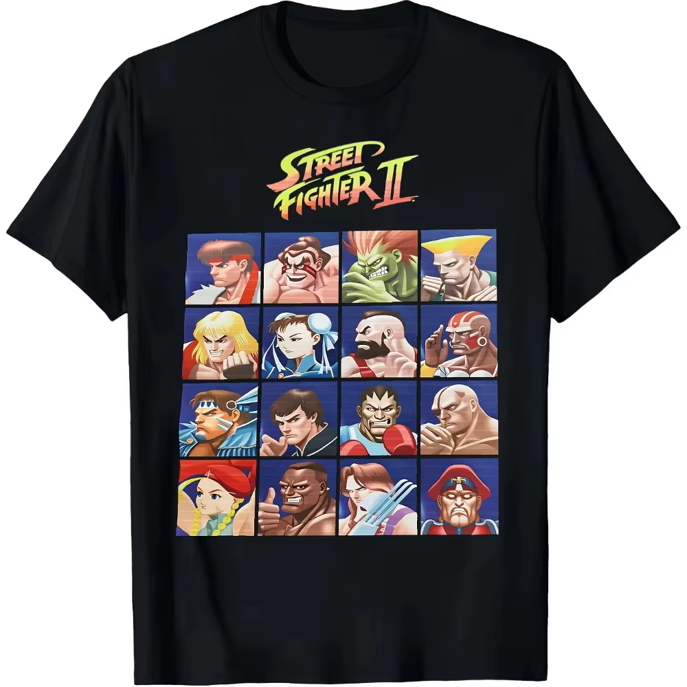 Nouveau T-shirt 2026 Street Fighter II avec design de personnage, T-shirt imprimé col rond pour homm