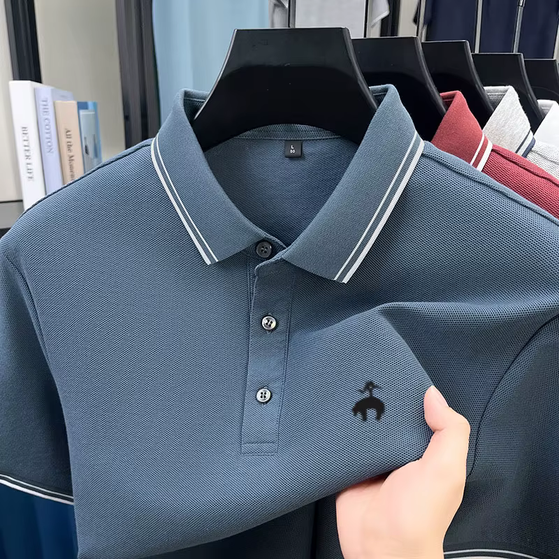 Polo brodé de marque haut de gamme pour homme, nouveau style été, 100% coton pur, haut décontracté r