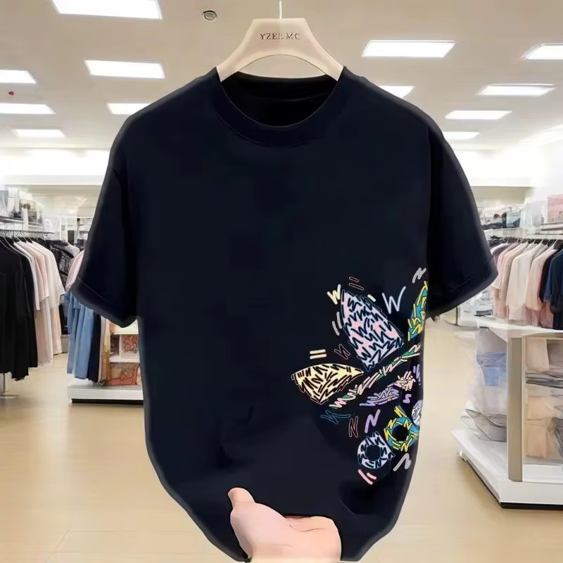 T-shirt d'été américain en coton à manches courtes pour jeunes hommes et femmes, hauts tendance à co