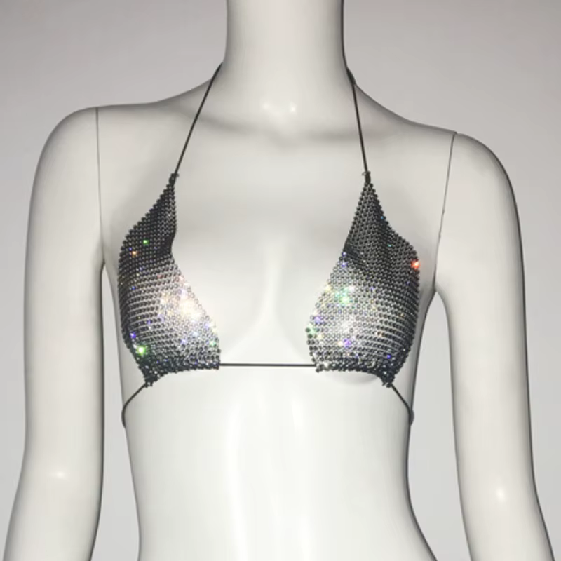 Débardeurs et Camis Noir et Blanc pour Femme, Haut Court, Soutien-Gorge, Sous-Vêtements Sexy, Discot