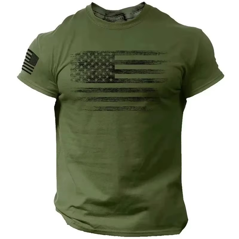 T-shirt unisexe d'été à col rond, motif drapeau américain, style streetwear patriotique pour homme e