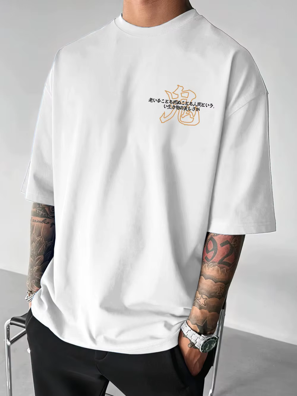 T-shirt col rond pour hommes, doux, confortable et respirant, imprimé fantôme d'été, à la mode, Styl