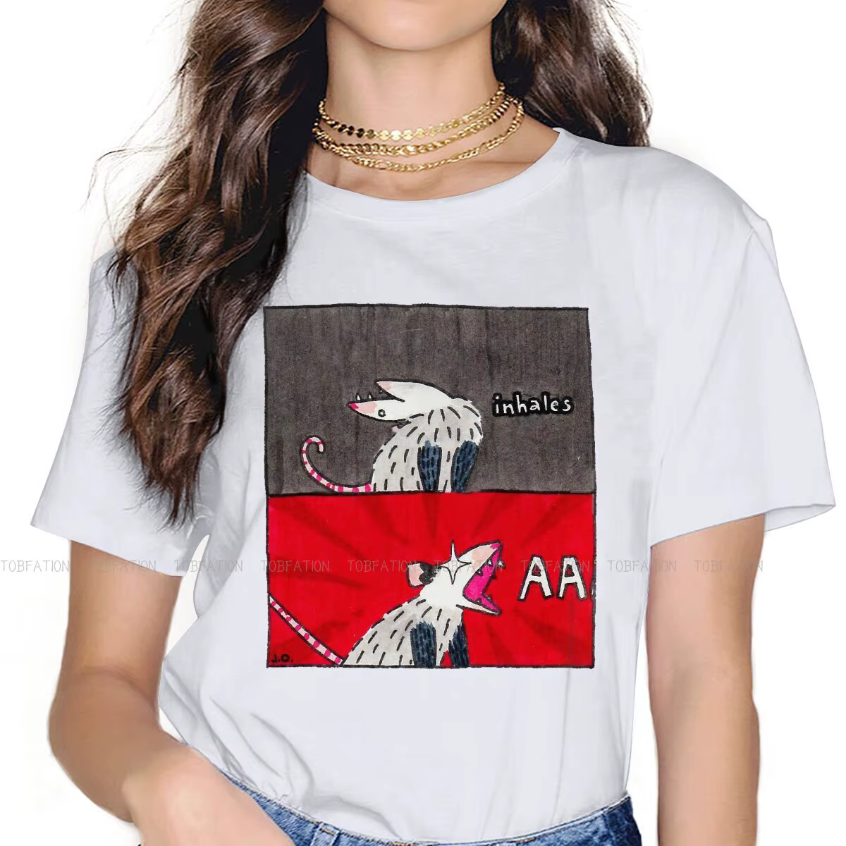 Opossum – t-shirt pour femme et fille, ample et de haute qualité, style Animal Mouse, 4XL