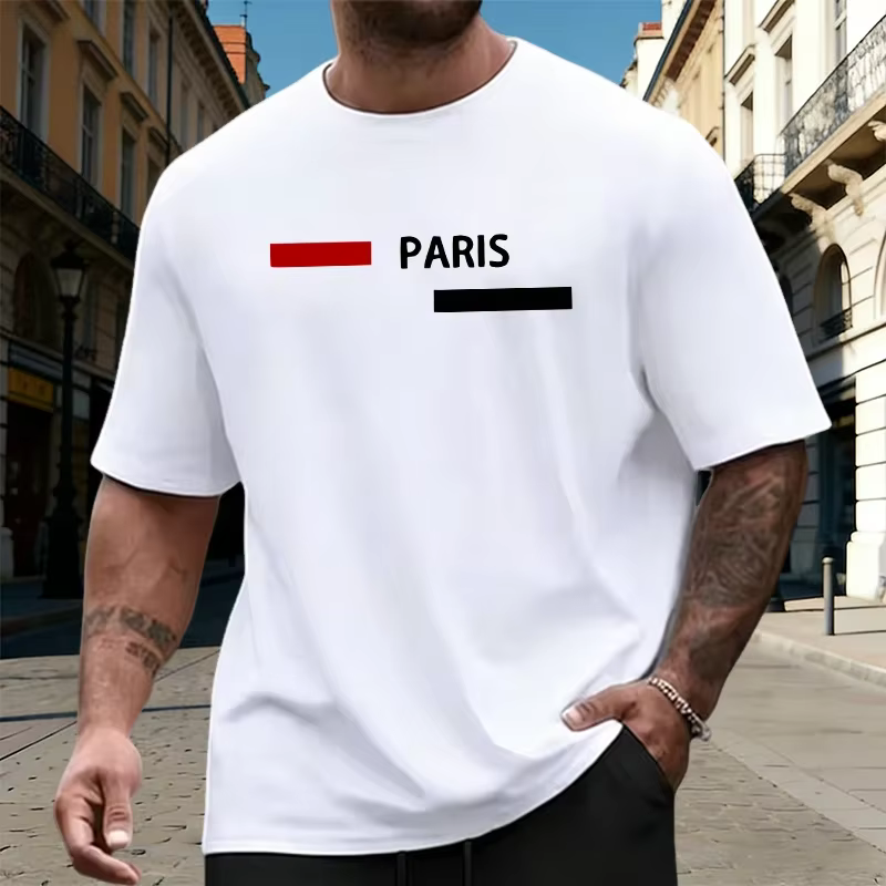 Ensemble homme imprimé Paris 2026 : T-shirt en coton et short à séchage rapide – Tenue décontractée 