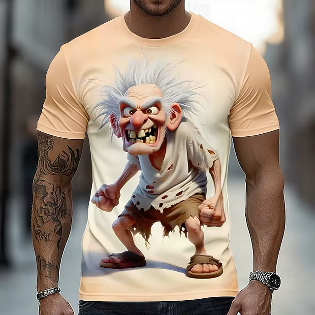 T-shirt à manches courtes à motifs, imprimé 3D, col rond, conçu pour les fêtes et les festivals, ada