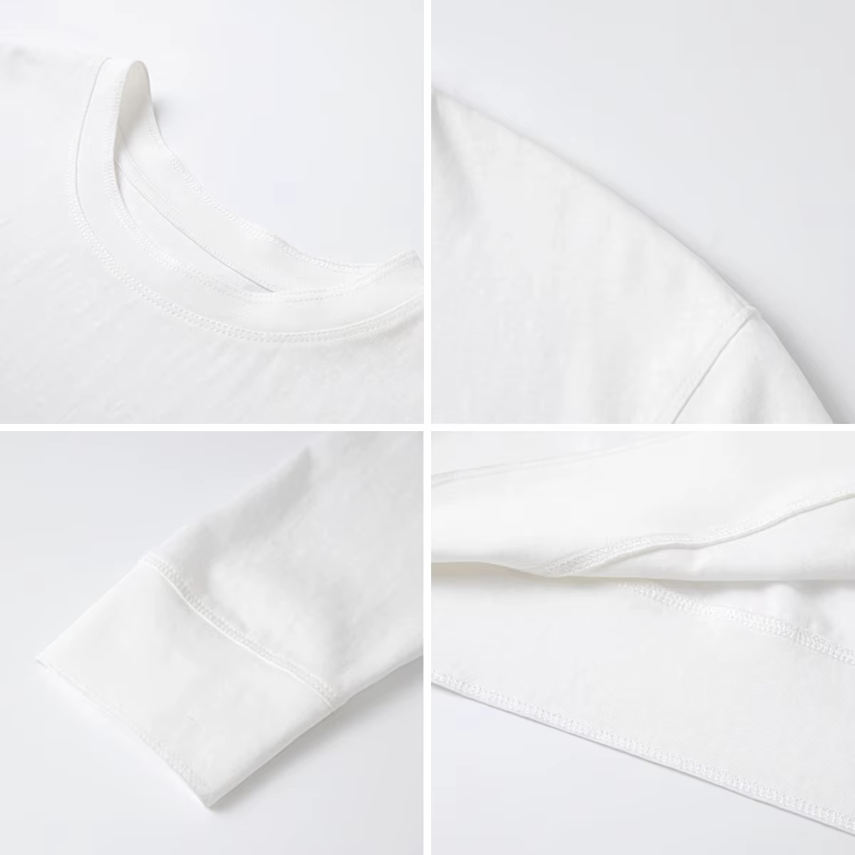T-shirt en coton blanc pour femme VIMLY, collection Printemps 2026, col rond, manches longues, coupe