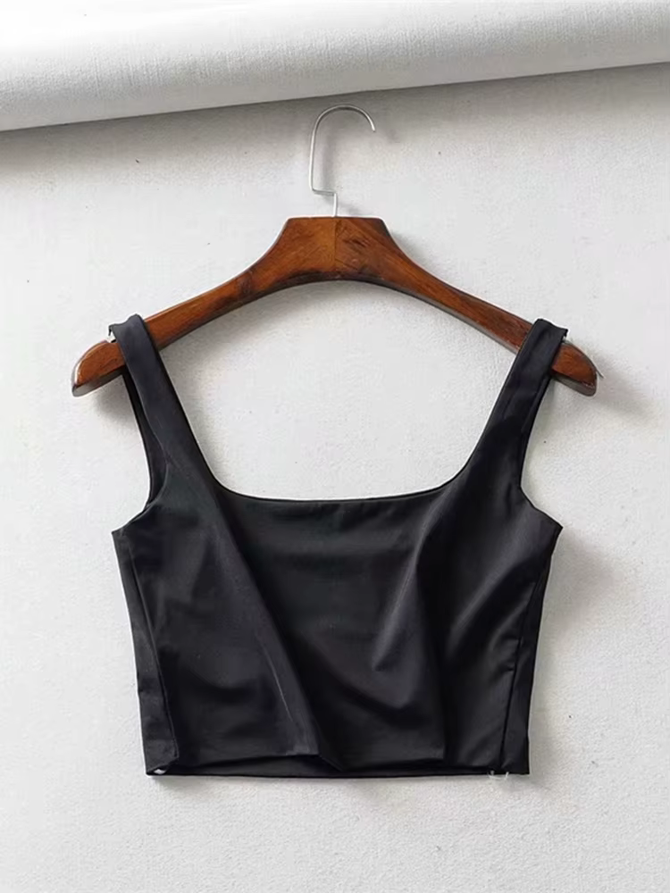 Offre spéciale 2025 été femmes Sexy hauts sans manche mode court col carré débardeurs 4 couleurs