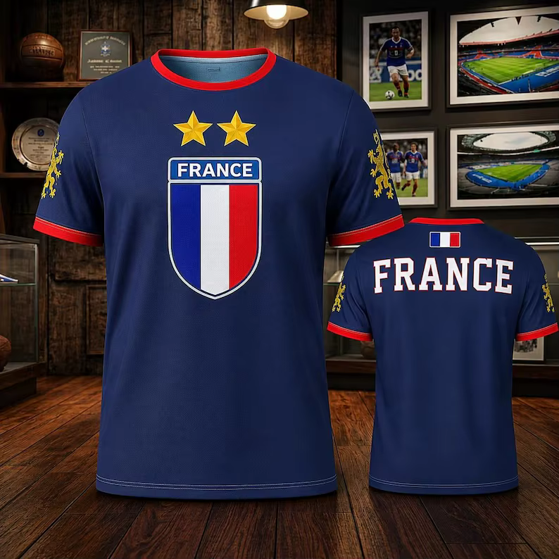 T-shirt de supporter de football France à manches courtes, respirant, séchage rapide, style streetwe