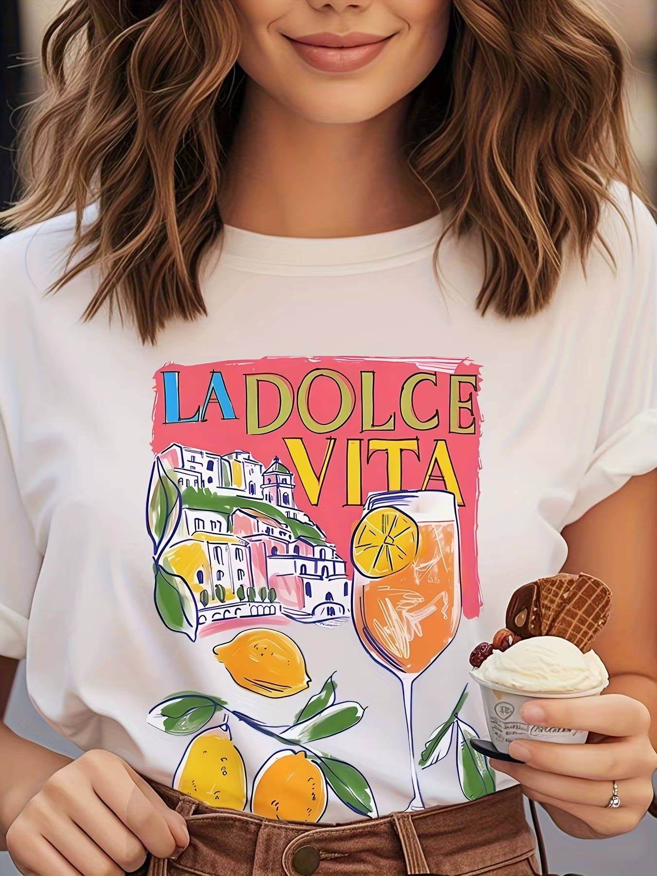 T-shirt graphique décontracté pour femme, col rond, manches courtes, confortable, vêtements féminins
