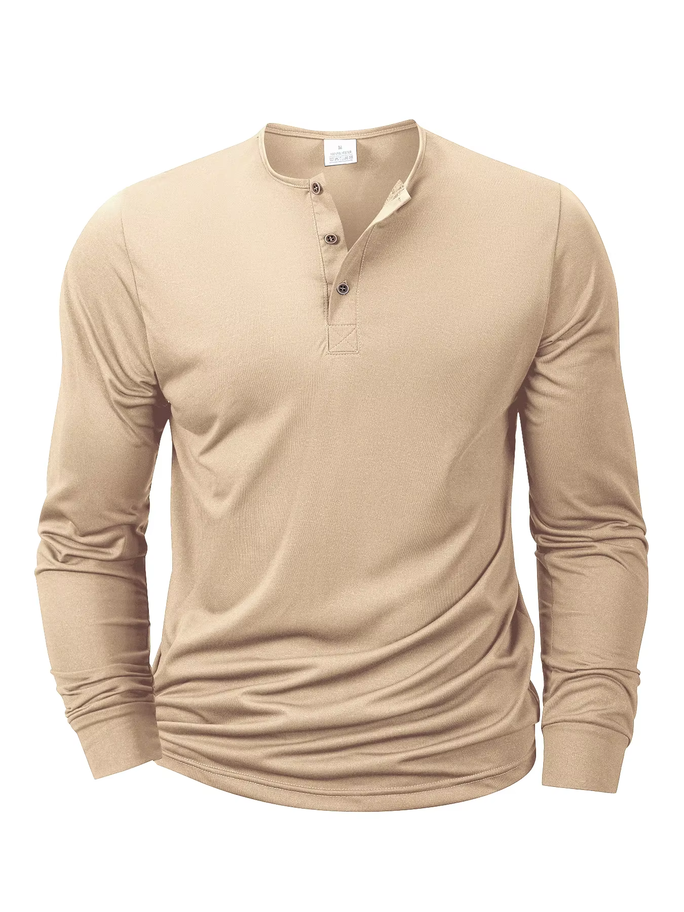 Nouveaux hommes Henley T-shirts à manches longues basique décontracté col de bande T-shirts conforta