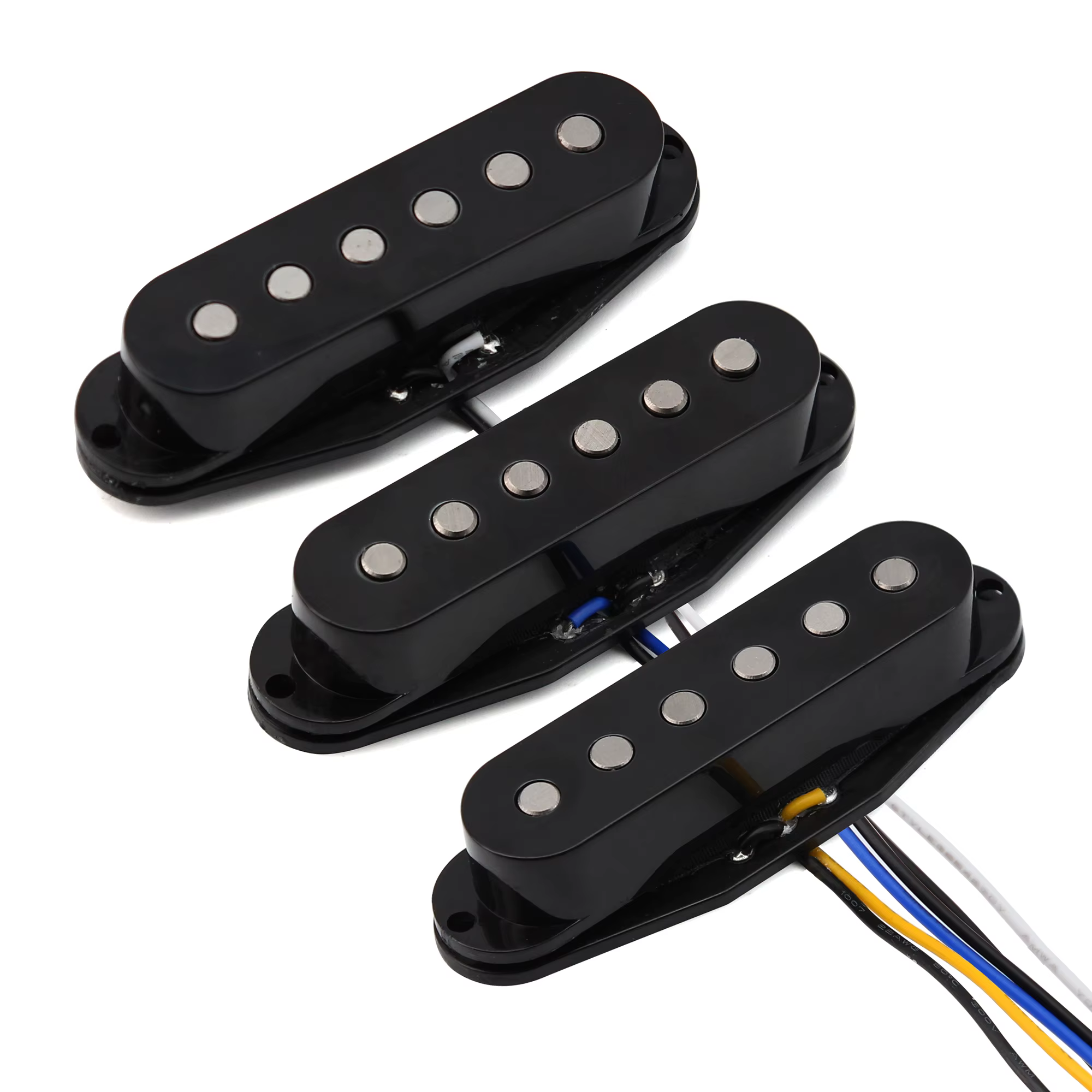FLEOR Ensemble de micros de guitare Alnico 5 ST à bobine simple pour manche, milieu et pont, noirs