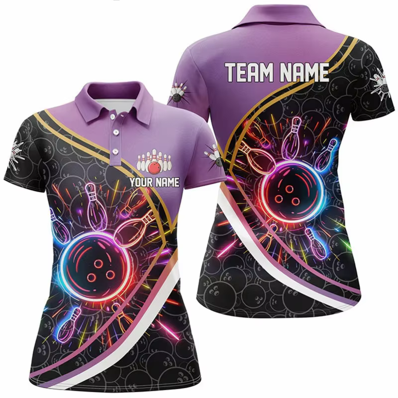 Polo à motif de Bowling coloré pour hommes et femmes, T-Shirts personnalisés imprimés en 3D, Sport d