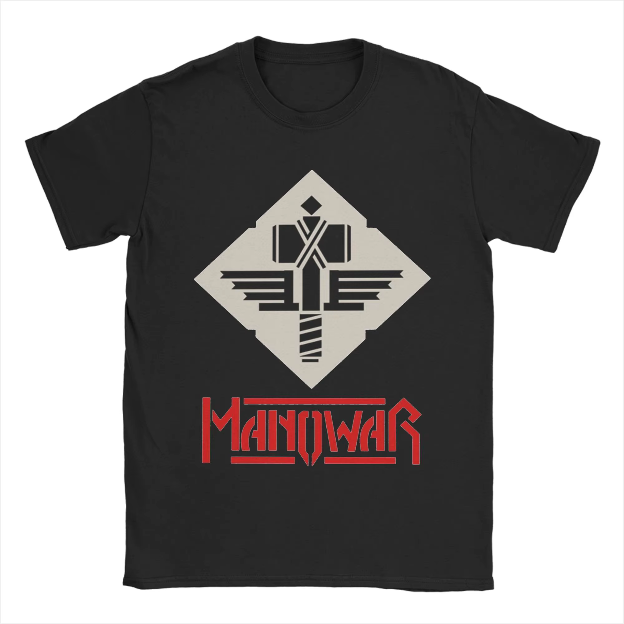 Manowars T-Shirt pour hommes en coton Vintage, col rond, manches courtes, vêtements d'été